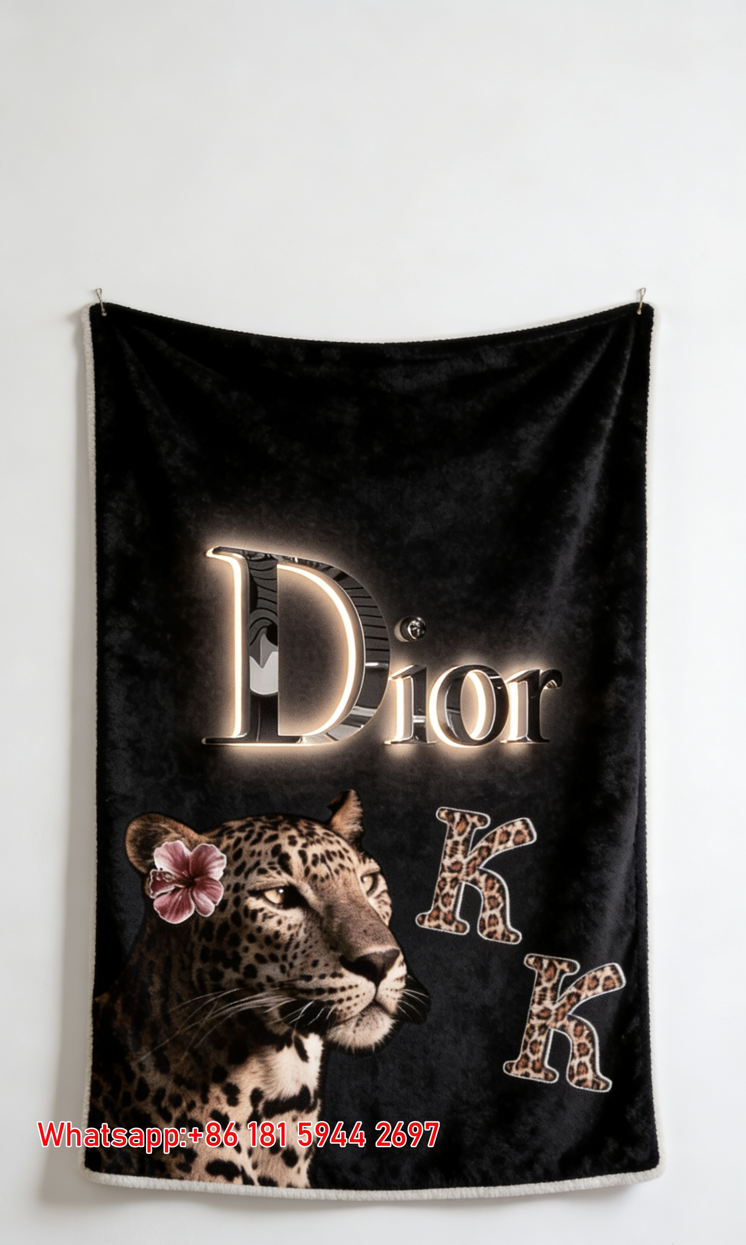 Dior Leopard Print Luxury Flannel Sofa Throw Blanket D368